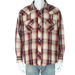 Wrangler Shadow Plaid Perl Snap Western Cowboy Rockabilly Ranch Rancher Shirt